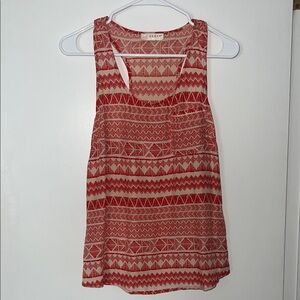 Kenar Red and Cream Patterned Tank Top